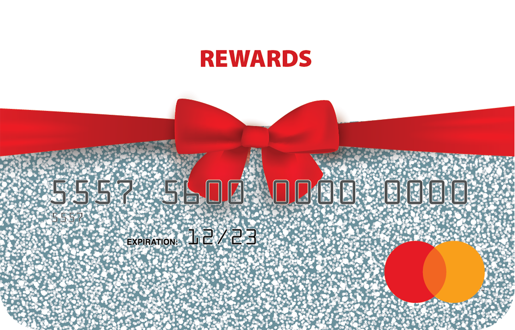 Personalized prepaid mastercard gift card featuring red ribbon artwork