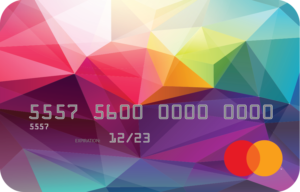 Personalized prepaid mastercard gift card featuring rainbow artwork
