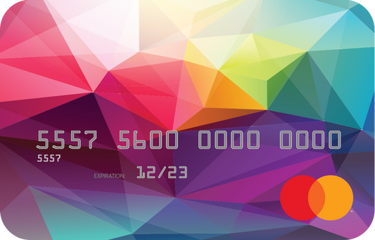 Personalized prepaid mastercard gift card featuring rainbow artwork